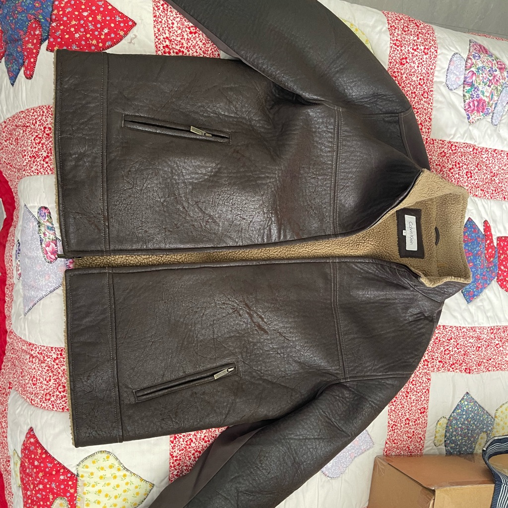 Men's Calvin Klein Brown Leather Look Jacket